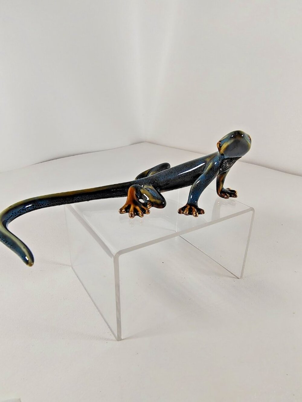 Golden Pond Collection ?  teal blue lizard gecko tail gold pottery ceramic